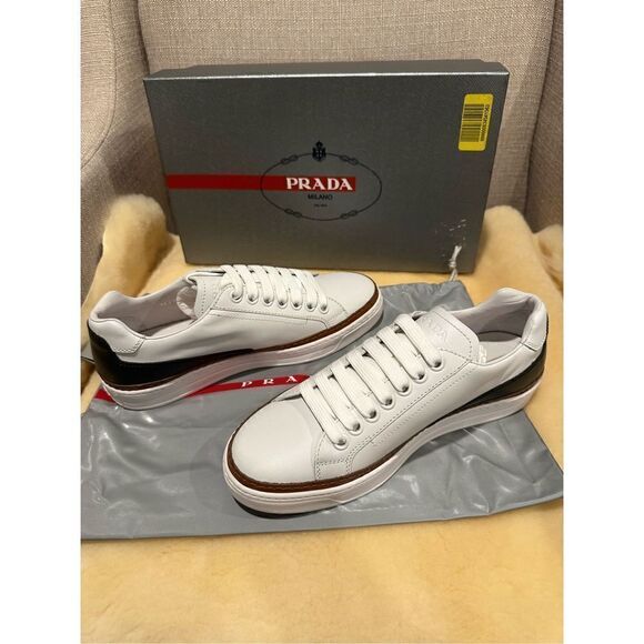 Prada Men’s low top leather sneaker white size 5,5 EU 38,5-39 - Picture 2 of 13
